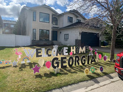 Welcome home sign calgary lawn display