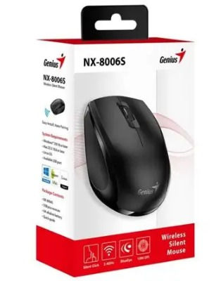 Mouse Genius Wireless NX-8006S Preto Silent 1200 DPI 3 Botões