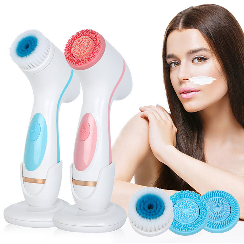 3 In 1 Electric Cleansing Brush Vibrations Facial Cleaner Face Massager Sonic Ro