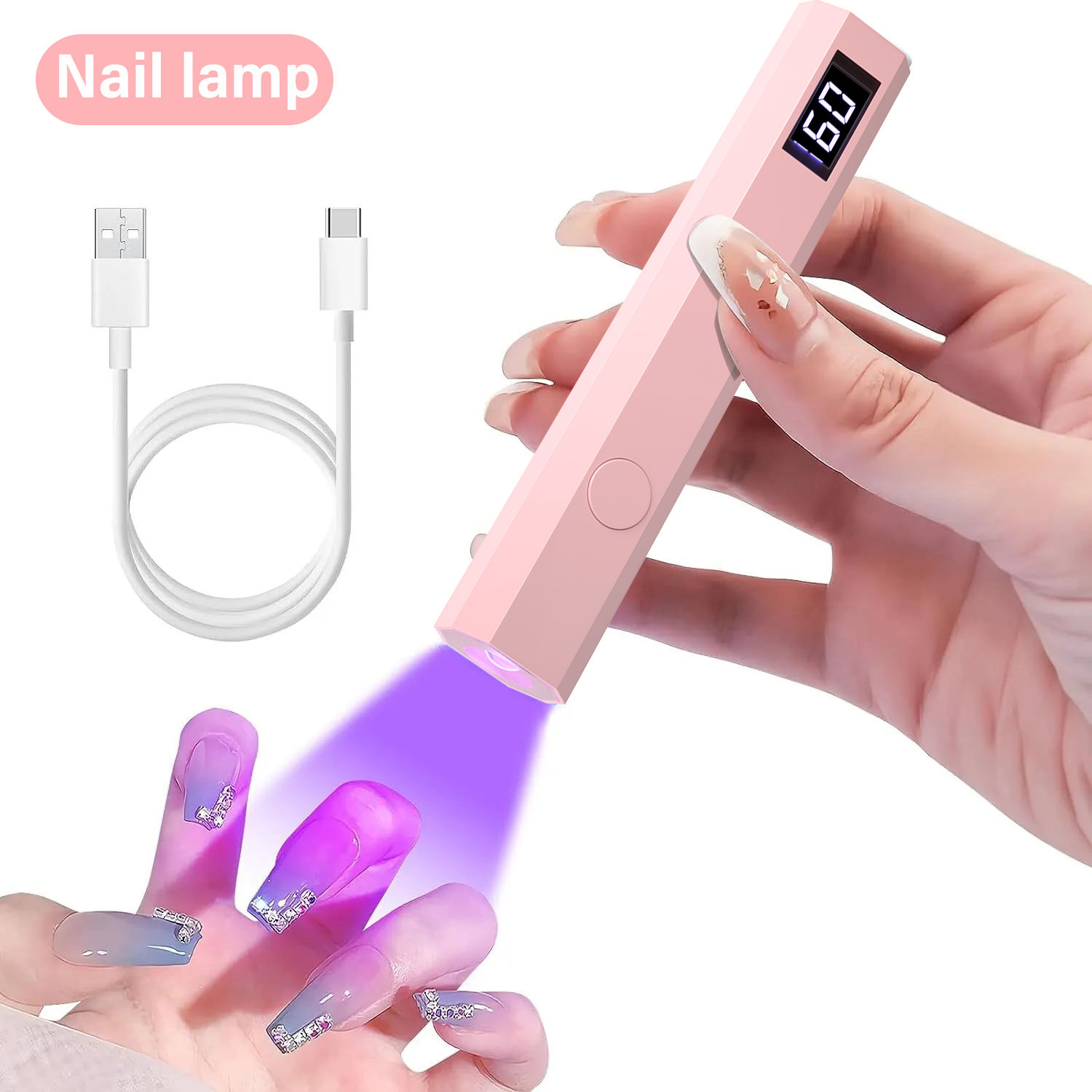 YIKOOLIN Convenient Handheld Nail Dryer Lamp UV/LED Nail Curing All Gel Polish N