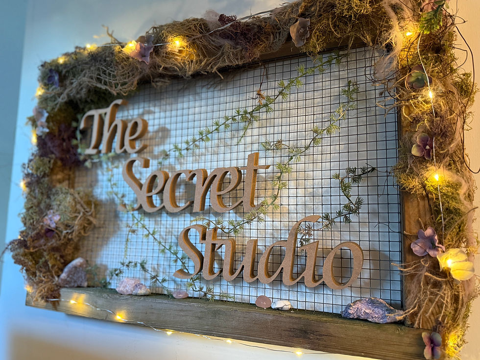 secret studio sign by The Wright Choice Flowers