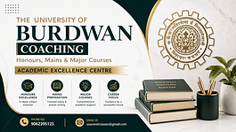 University of Burdwan Coaching banner for Honours, Mains and Major courses with academic excellence theme, modern educational design and contact information.