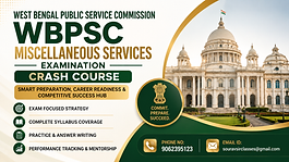 WBPSC Miscellaneous Services crash course banner with strategic exam preparation and contact details.