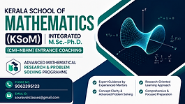 Kerala School of Mathematics (KSoM) Integrated M.Sc.-Ph.D. Entrance Coaching Thumbnail with Advanced Mathematical Research and Problem Solving Design for WIX Blog Page

Export response as a Word file
Export response as a PDF file