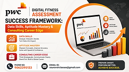 PwC digital fitness assessment preparation banner with data aptitude and consulting focus