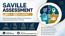 Saville Assessment Mock Test Academy thumbnail with professional aptitude, behavioral analysis, and corporate psychometric training design.