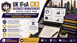 UK IFoA CB3 Business Management Excellence Hub thumbnail featuring strategic leadership, communication skills, business management, and professional development exam preparation visuals.