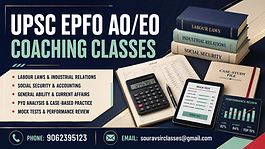 UPSC EPFO AO/EO coaching for labour laws, accounting, case practice, PYQs and mock tests.