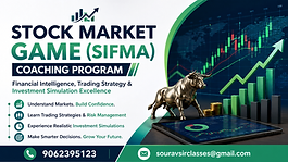 Stock Market Game SIFMA coaching program thumbnail with financial trading charts, investment learning, and modern stock market education design.