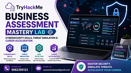 TryHackMe cybersecurity assessment preparation thumbnail with threat simulation and career focus