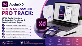 Adobe XD UI UX design course banner with prototyping tools and modern interface design visuals