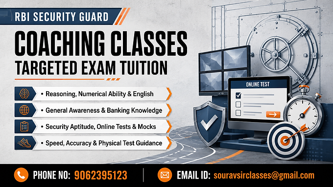 RBI Security Guard coaching for reasoning, banking knowledge, online mock tests and physical test guidance.