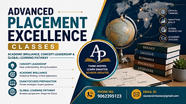 Advanced Placement Excellence classes banner with global learning visuals, academic preparation, and study-focused design.