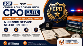 SSC CPO exam preparation banner with quant mastery, reasoning skills, and uniform service selection strategy