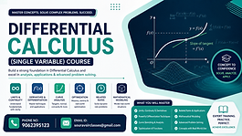Differential Calculus Course covering limits, continuity, derivatives, differentiation techniques, curve analysis, optimization, related rates, mathematical modeling and advanced problem-solving training.