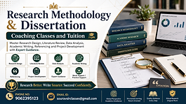 Research Methodology and Dissertation coaching thumbnail featuring research design, literature review, data analysis, academic writing, referencing, project development and expert guidance.