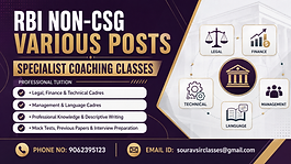 RBI Non-CSG Various Posts coaching for legal, finance, technical, management and language cadres.