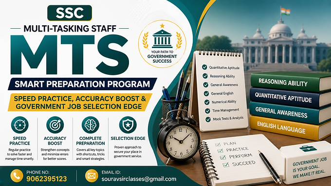 SSC MTS exam preparation banner with speed practice, accuracy improvement, and government job selection strategy