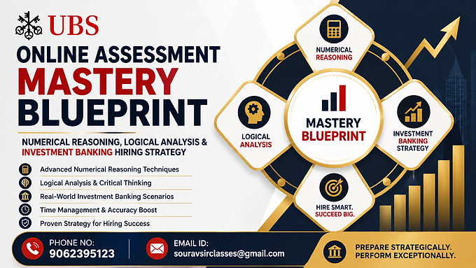 UBS online assessment mastery blueprint thumbnail with numerical reasoning logical analysis investment banking hiring strategy professional exam preparation banner