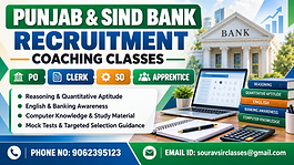Punjab and Sind Bank recruitment coaching for PO, Clerk, Specialist Officer and Apprentice examinations.