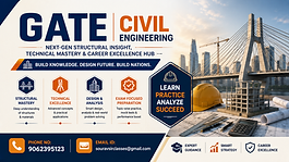 GATE Civil Engineering banner with structural engineering learning, technical mastery training, civil exam preparation and coaching contact details.