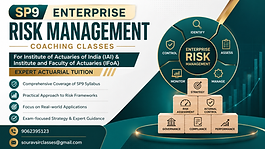SP9 Enterprise Risk Management Coaching Classes banner for IAI and IFoA actuarial students featuring expert actuarial tuition, enterprise risk management framework, key course benefits, and contact details.