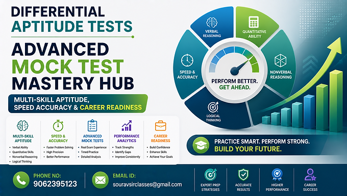 differential aptitude mock test preparation thumbnail with multi skill reasoning and career readiness focus