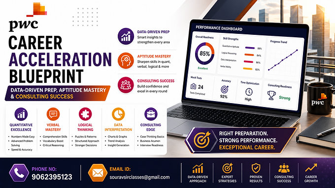 PwC career preparation thumbnail with aptitude skills and consulting success focus