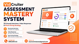VidCruiter assessment mastery system thumbnail with structured interviews video responses and smart hiring strategy clean modern design
