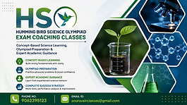 HSO (Humming Bird Science Olympiad) Exam Coaching Classes banner featuring concept-based science learning, Olympiad preparation, expert academic guidance, biology, chemistry, laboratory concepts, and a modern science-themed educational design.