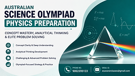 Australian Science Olympiad Physics Preparation thumbnail with modern international education design, analytical thinking and elite problem solving theme, prism light physics illustration, teal and navy academic color palette, professional bullet point layout, SEO-friendly WIX blog banner in 16:9 format.