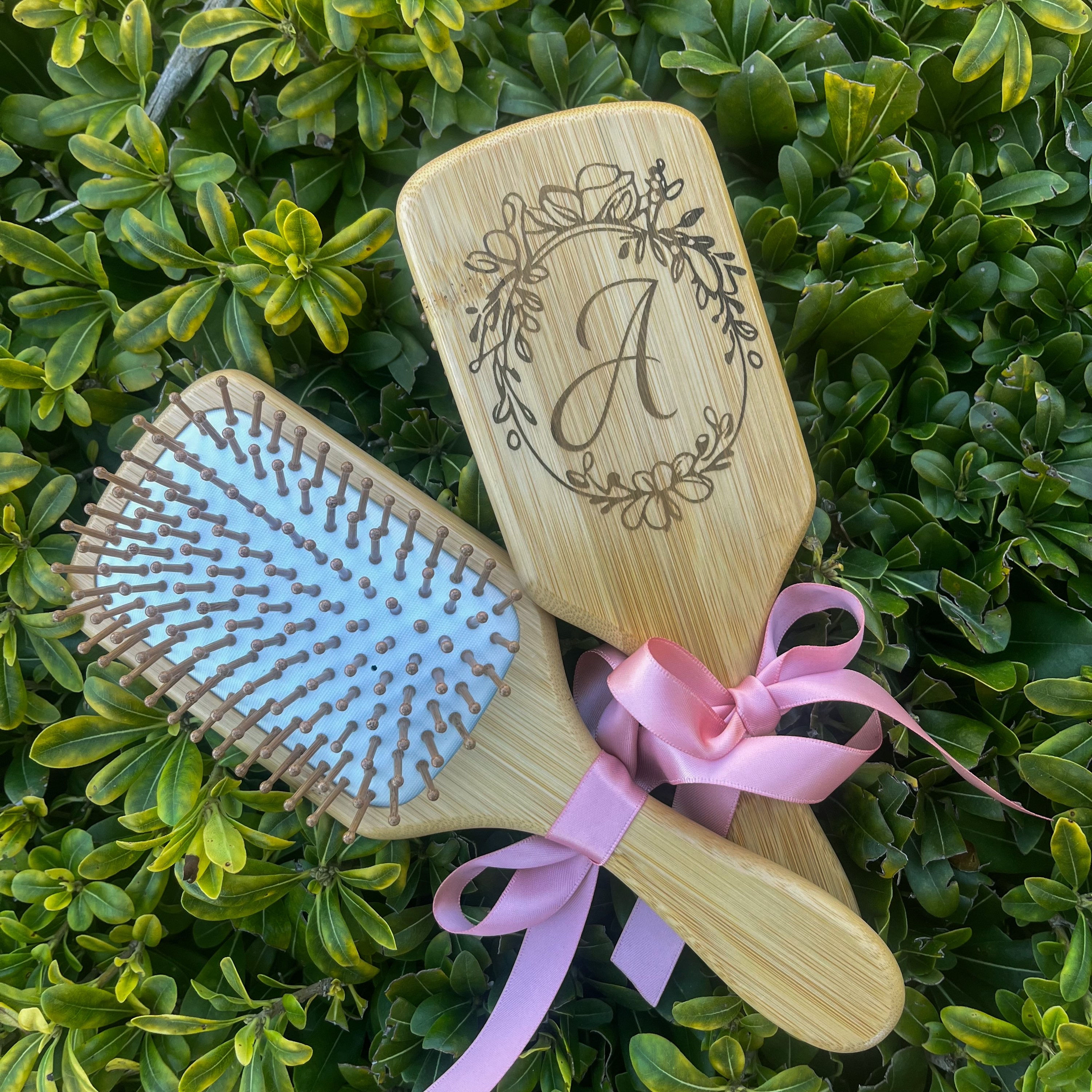 Personalized Initial Bamboo Hairbrush