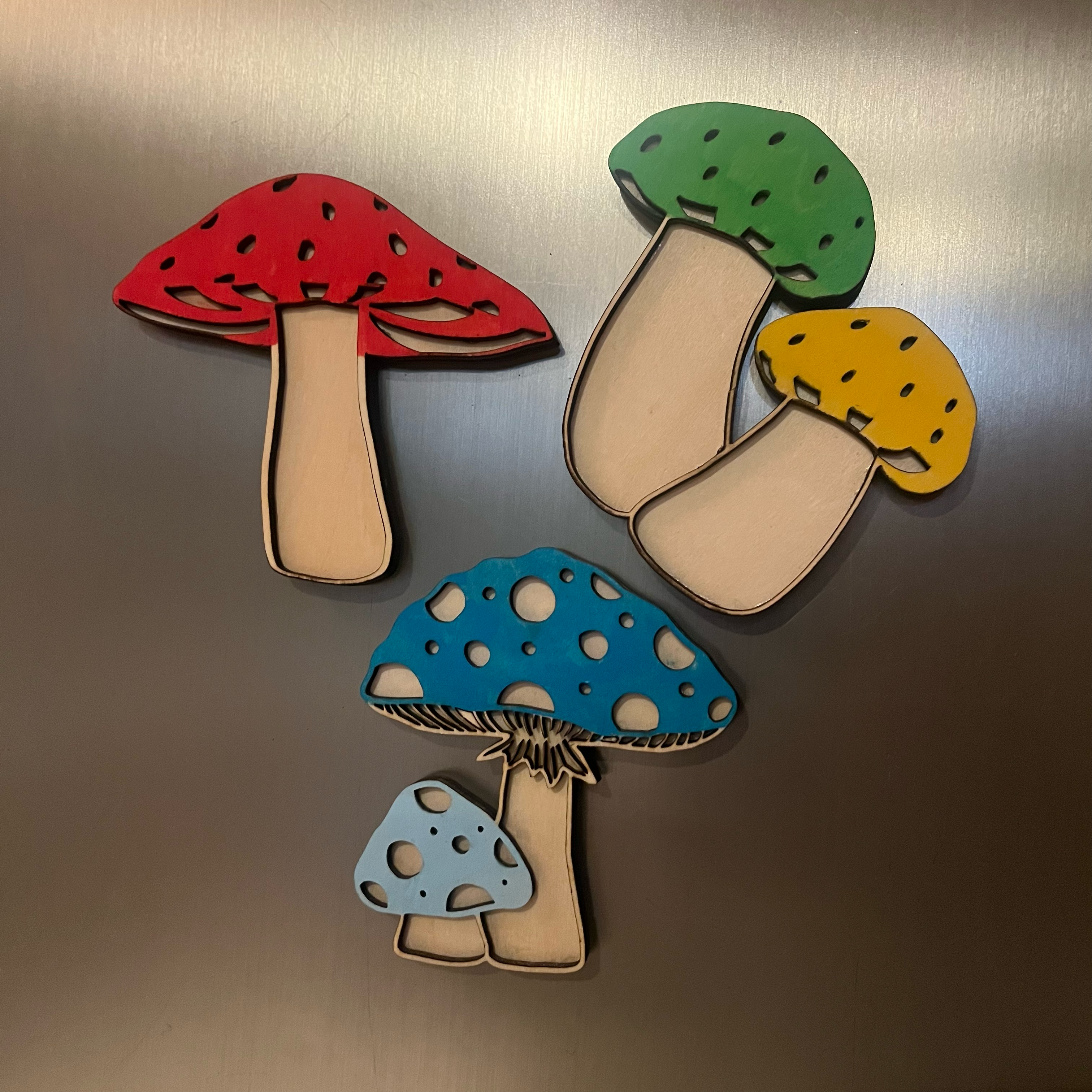 Laser Cut Mushroom Magnets