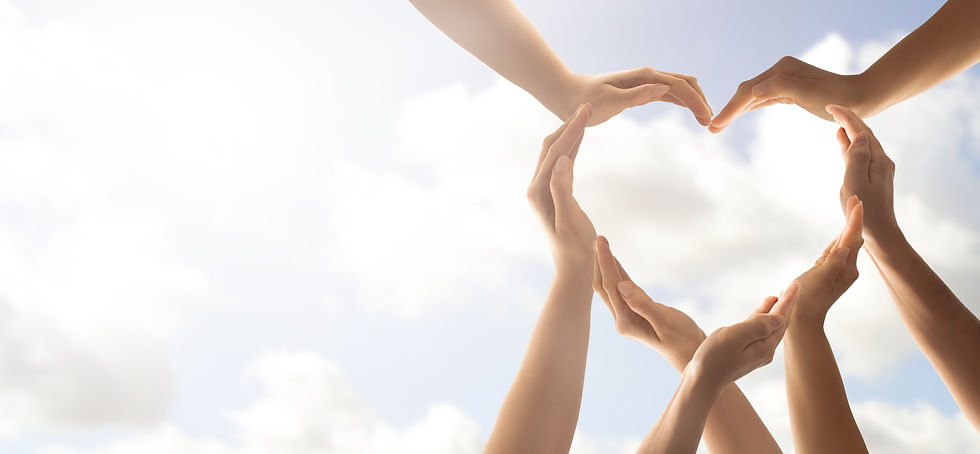 Symbol and shape of heart created from hands.The concept of unity, cooperation, partnershi