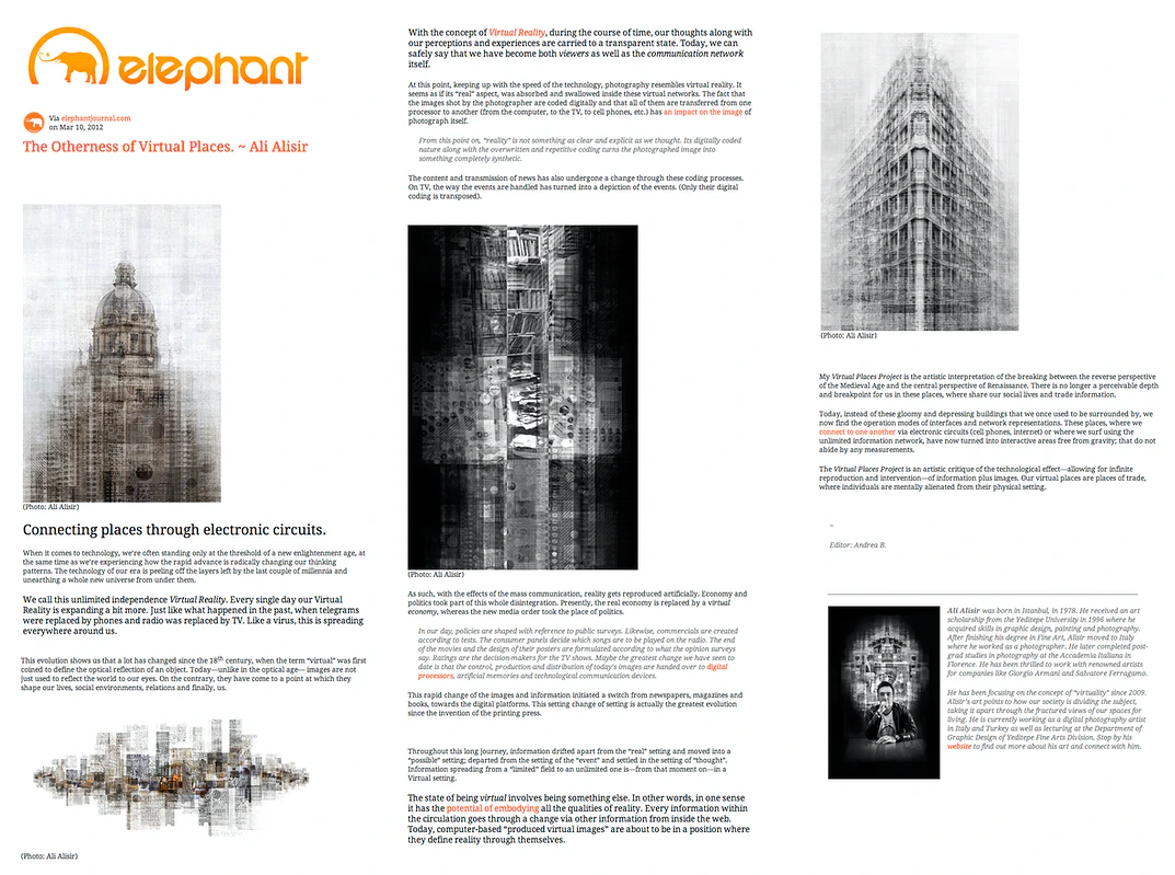 Elephant Magazine – 2012 — Ali Alışır