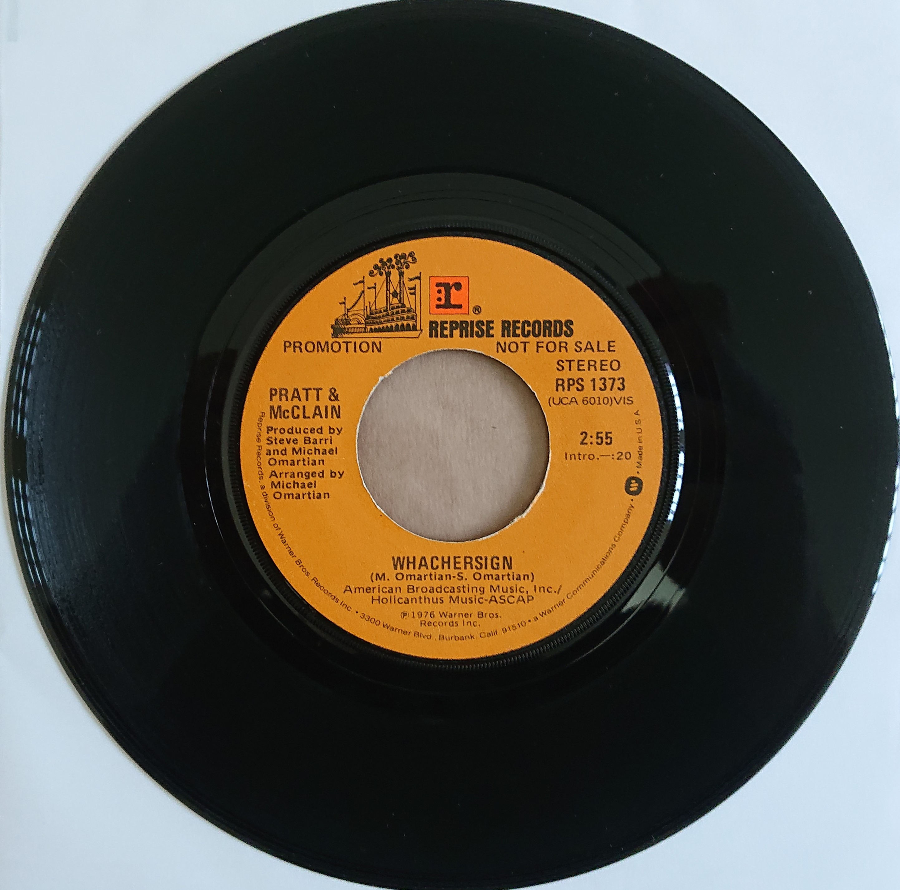 Pratt & McClain - Whachersign (7", Single, Mono, Promo) Reprise US