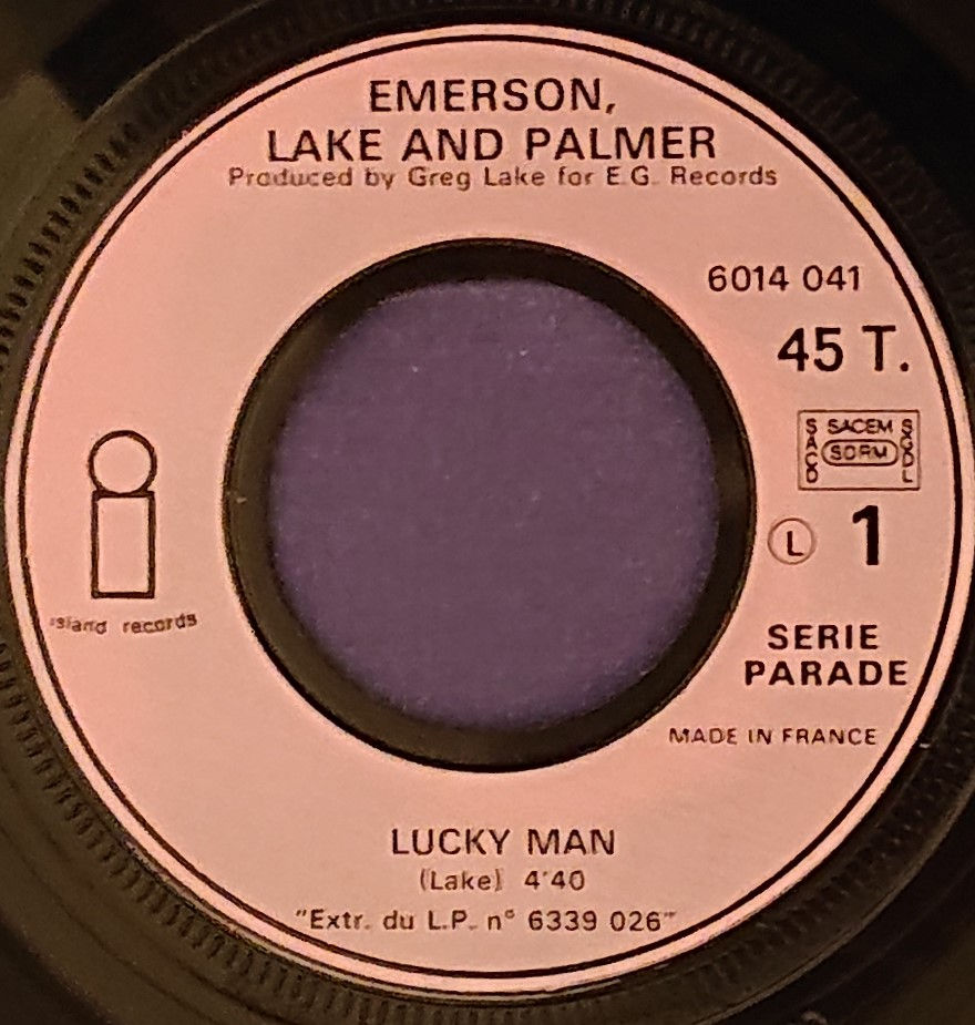 Miniature : Emerson, Lake & Palmer - Lucky Man (7", Single) Island Records, France