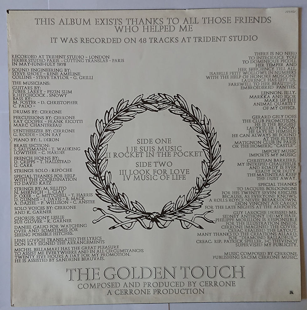 Miniature : Cerrone ‎– Cerrone IV - The Golden Touch LP gatefold - Malligator France