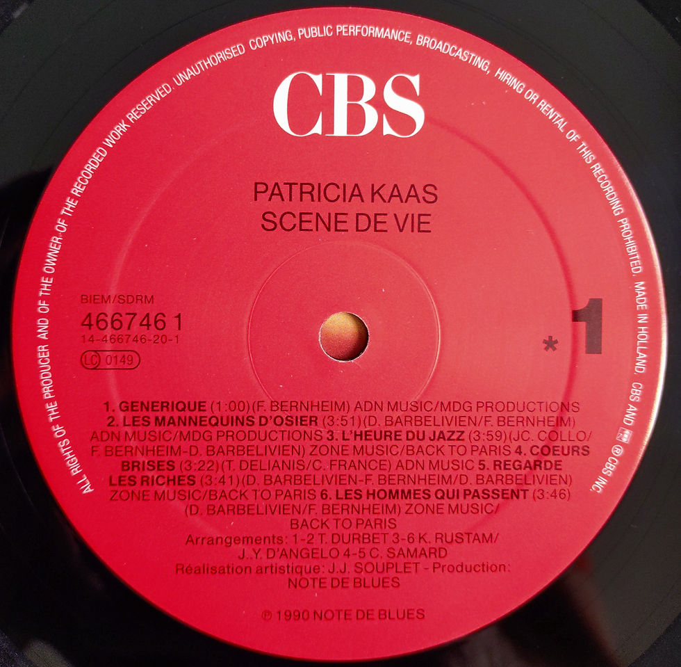 Miniatura: Patricia Kaas - Scène De Vie (LP, Album) - CBS