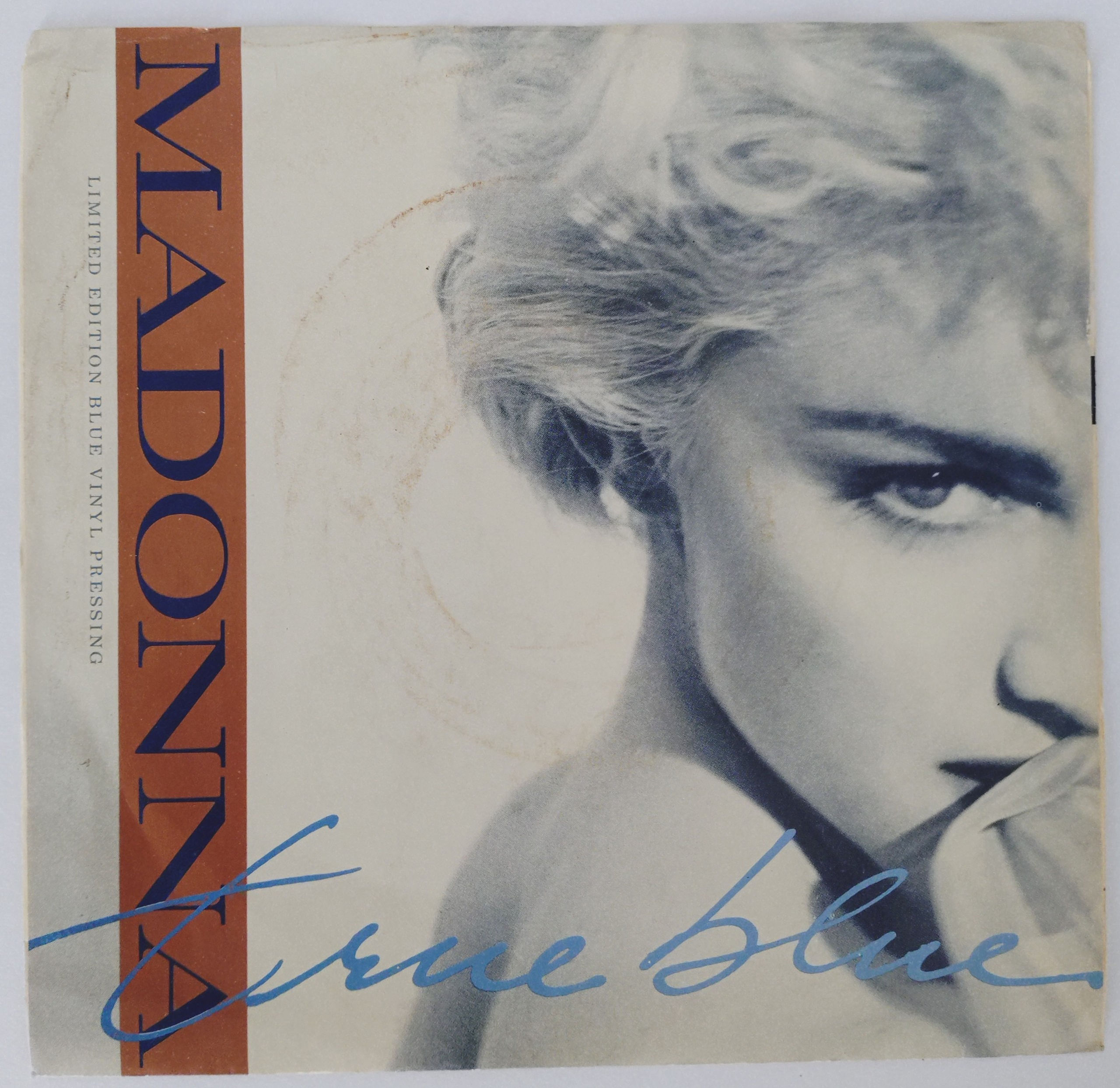 Madonna - True Blue (7", Single, Ltd, blue wax) Sire , US
