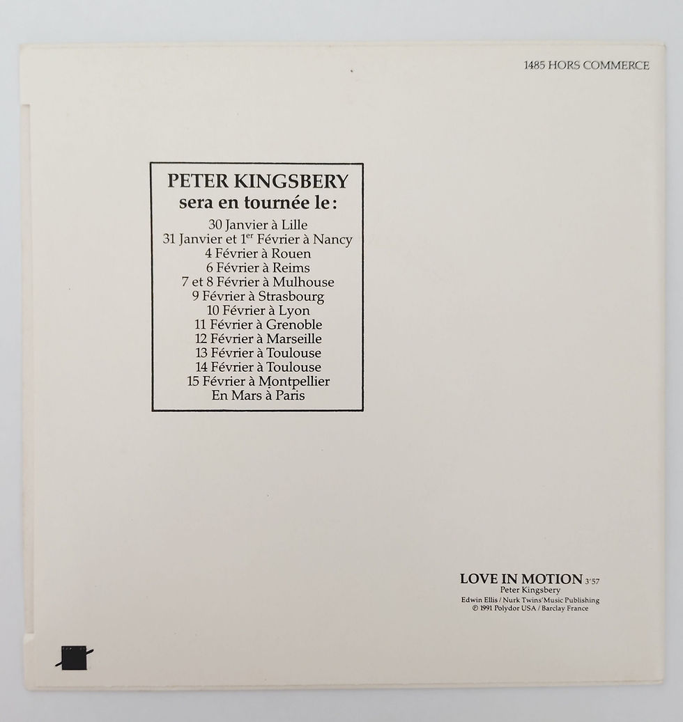 Miniaturbild: Peter Kingsbery - Love In Motion  (7", S/Sided, Promo) Barclay France