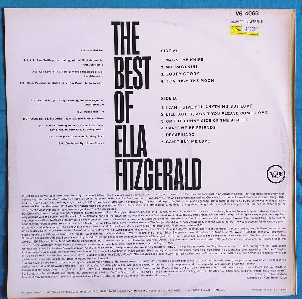 Miniature : Ella Fitzgerald - The Best Of Ella Fitzgerald (LP, Reissue) Verve, France