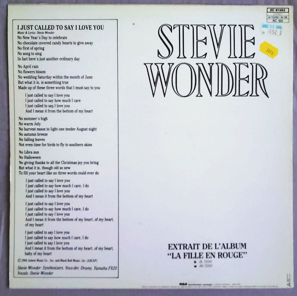Thumbnail: Stevie Wonder - I Just Called To Say I Love You (12", Maxi) Motown , France