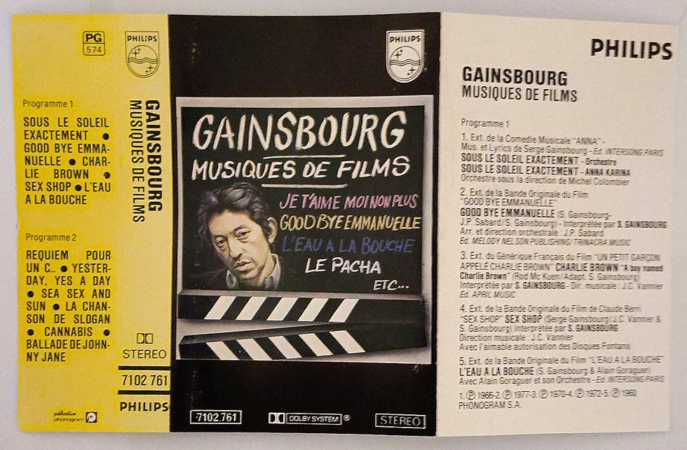 Miniatura: Gainsbourg* – Musiques De Films(Cassette, Compilation) Philips , France
