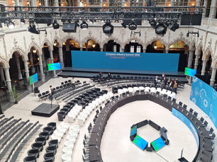 European hybrid event infrastructure prepared at the Handelsbeurs in Antwerp for the European Industry Summit 2026.