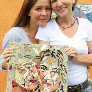 Portraitskizze in Naturstein und Betonguss im Umkehrverfahren