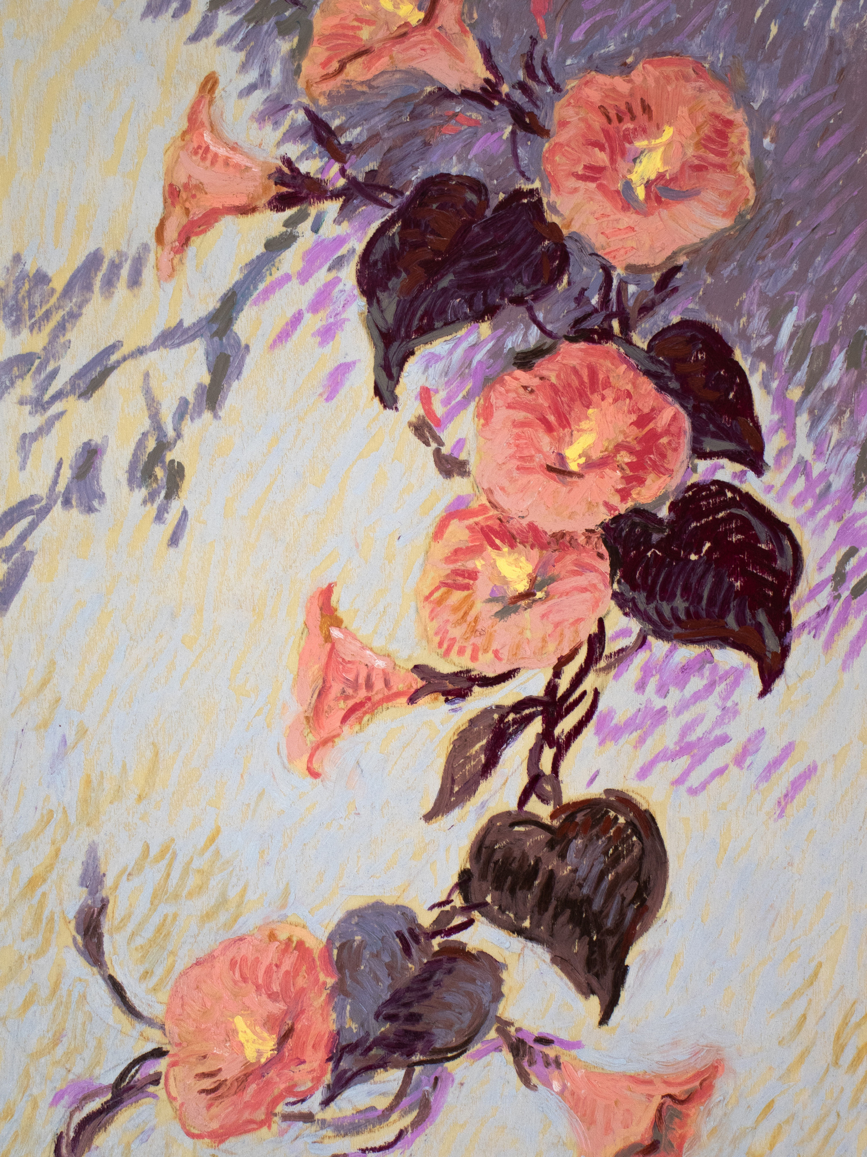 Orange, Coral, Dark Leaves - Original Art