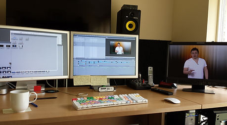In this picture shows a video editing desk where promotional videos are made for business web sites