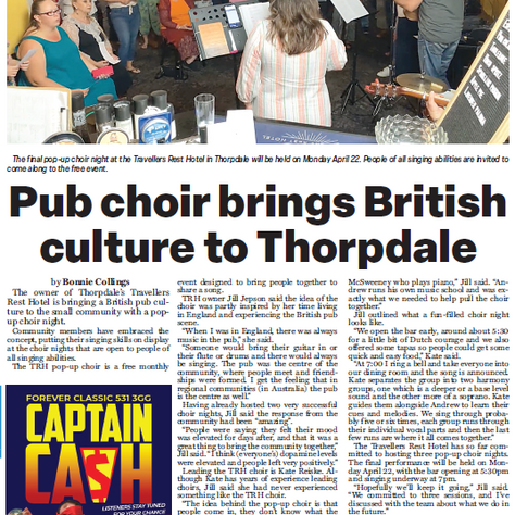 TRH Pop Up Choir in the Warragul & Drouin Gazette! 