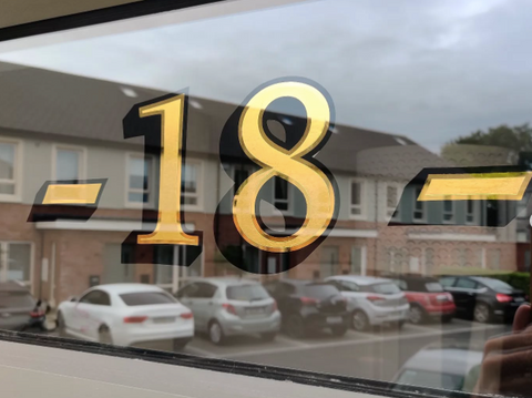 Gold leaf number on glass
